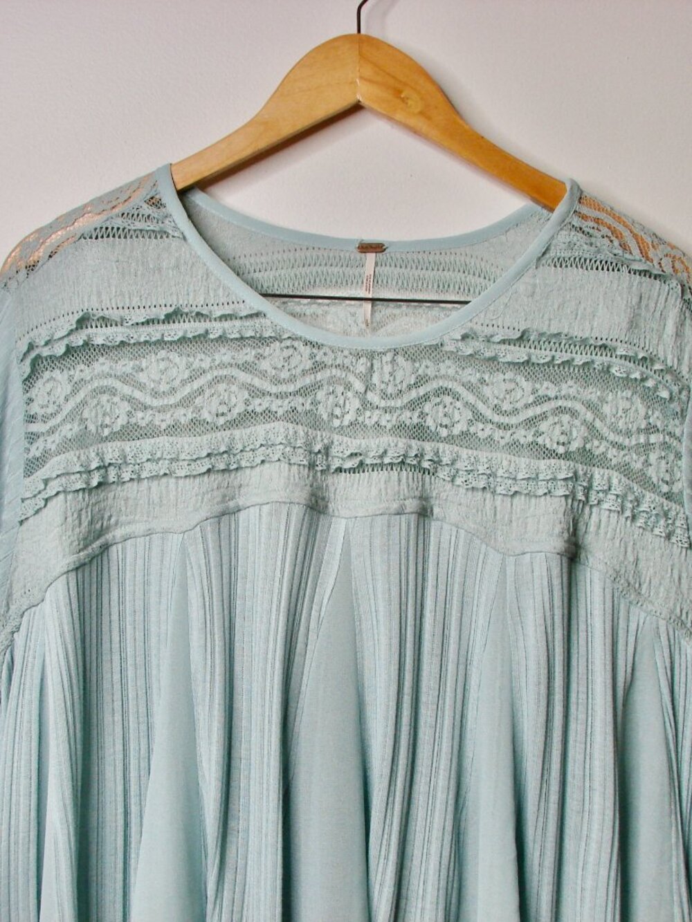 Free People Penny Lane Blue Tunic Top Blouse Lace Oversized Flowy Boho Small - Picture 6 of 14